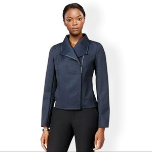 Tommy Hilfiger Full Zip Moto Blazer Jacket Denim Navy Blue Womens Size 8